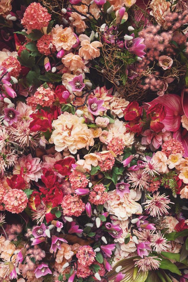 Background with a lot of different beautiful flowers photo