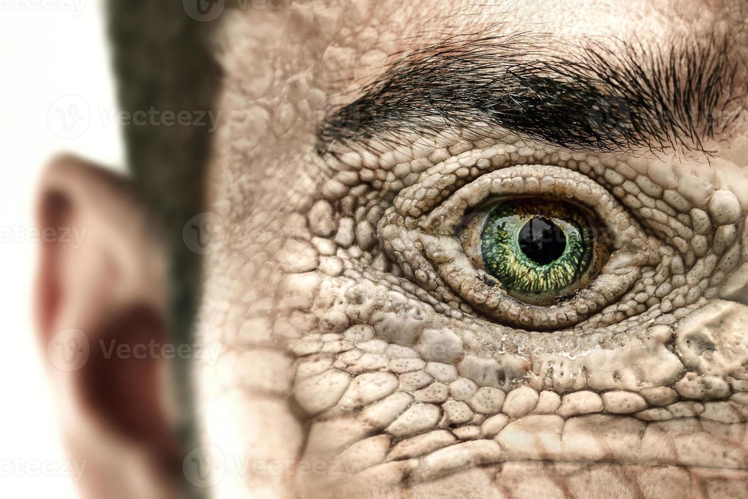 Reptiloid as science fiction character or reptilian conspiracy theory concept. photo
