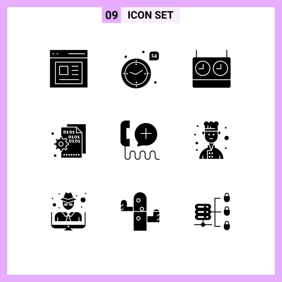 Modern Set of 9 Solid Glyphs Pictograph of customer setting chess page codding Editable Vector Design Elements