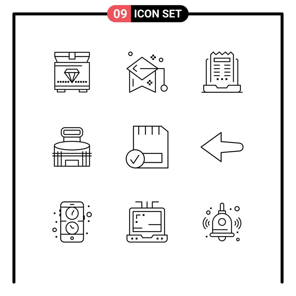 Outline Pack of 9 Universal Symbols of stadium game business exterior newspaper Editable Vector Design Elements