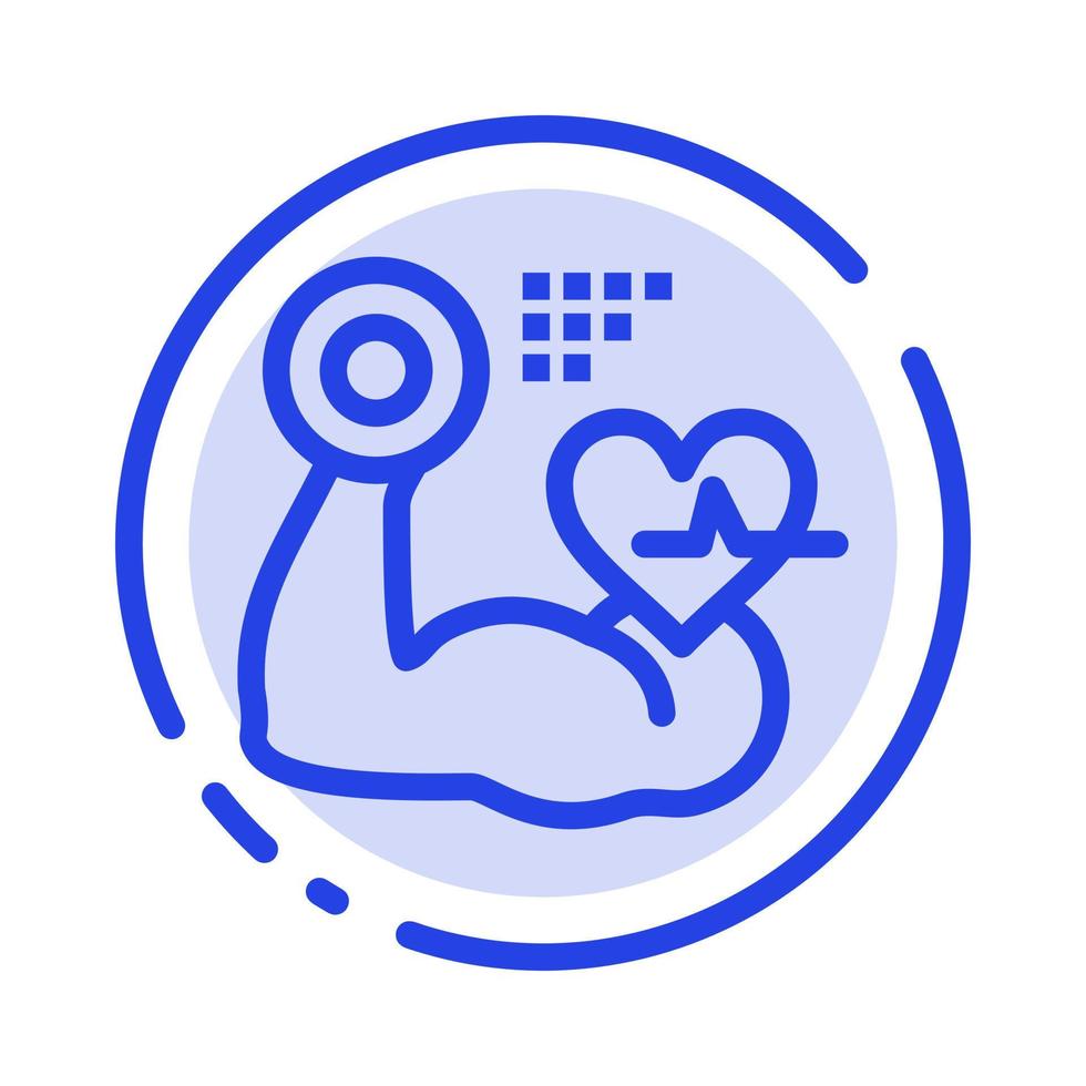 Growth Muscle Heart Beat Blue Dotted Line Line Icon vector