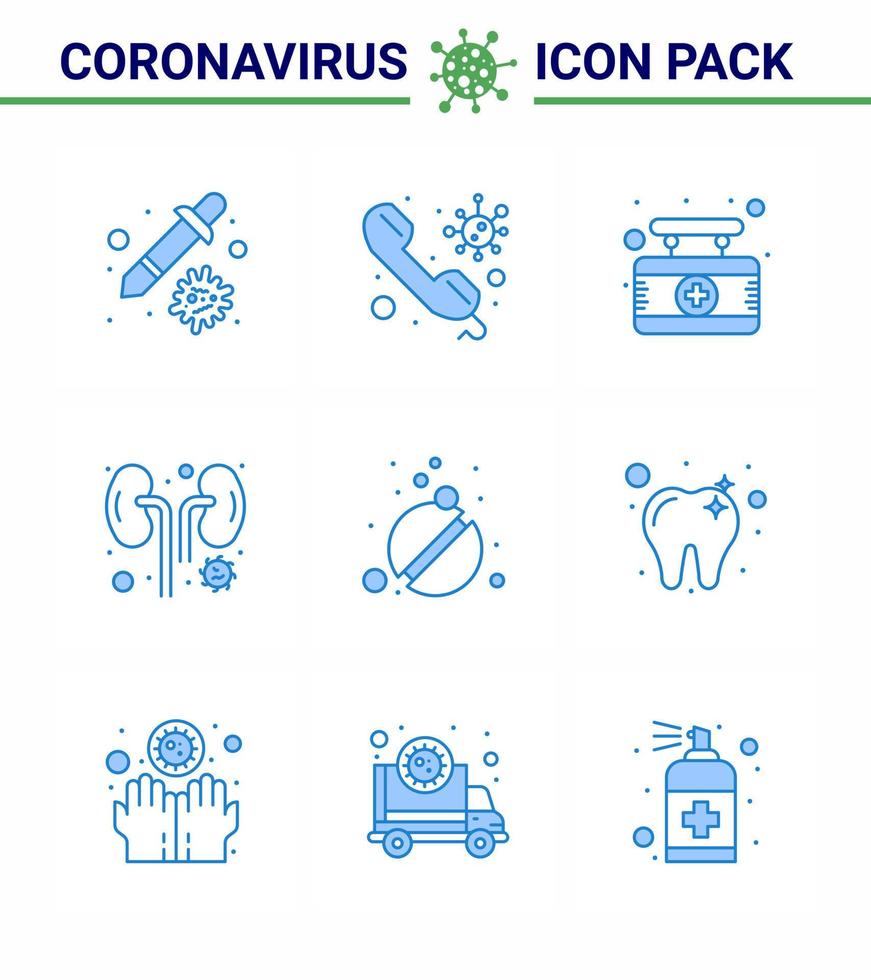 9 Blue coronavirus epidemic icon pack suck as medicine infection call infected sign viral coronavirus 2019nov disease Vector Design Elements