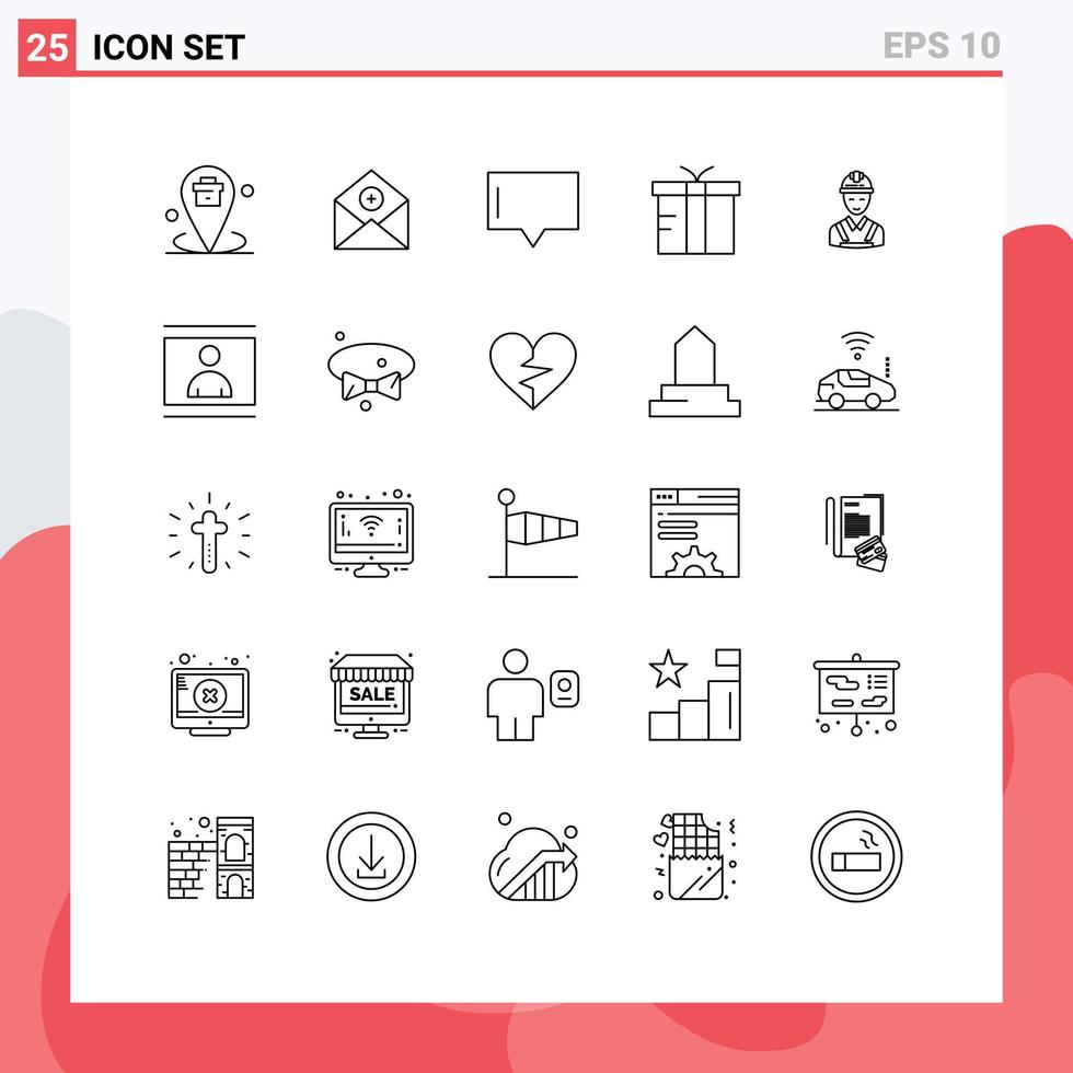 25 User Interface Line Pack of modern Signs and Symbols of global logistic communication box message Editable Vector Design Elements