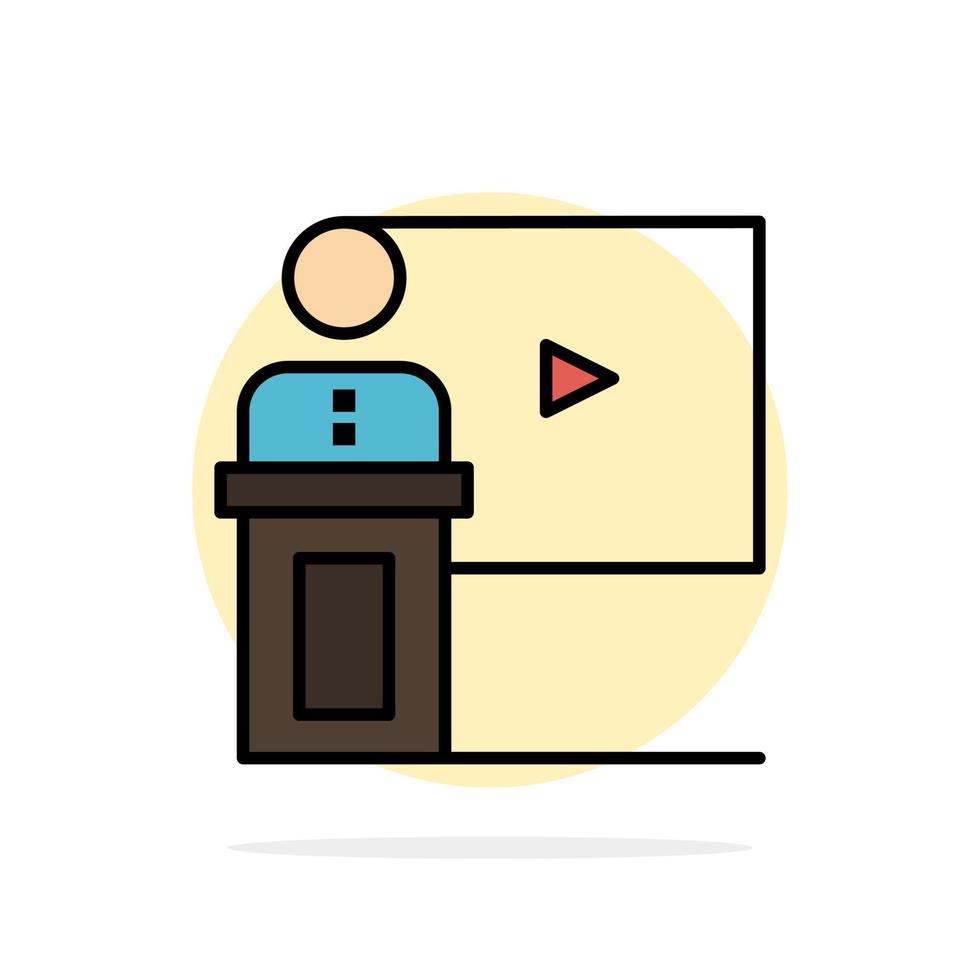 Conference Business Event Presentation Room Speaker Speech Abstract Circle Background Flat color Icon vector