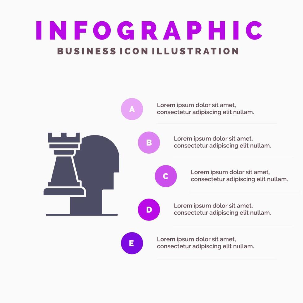 Business Decisions Modern Strategic Solid Icon Infographics 5 Steps Presentation Background vector