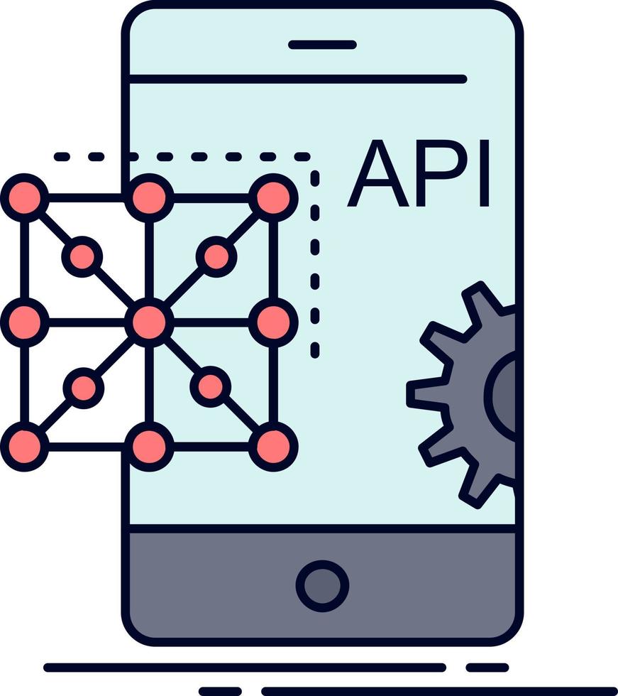 Api Application coding Development Mobile Flat Color Icon Vector