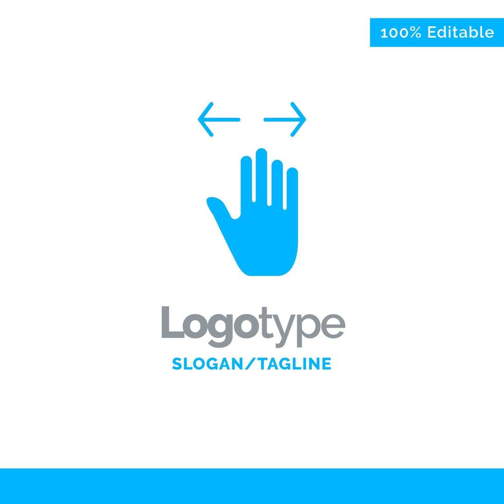 Hand Gesture Left Right zoom out Blue Solid Logo Template Place for Tagline vector