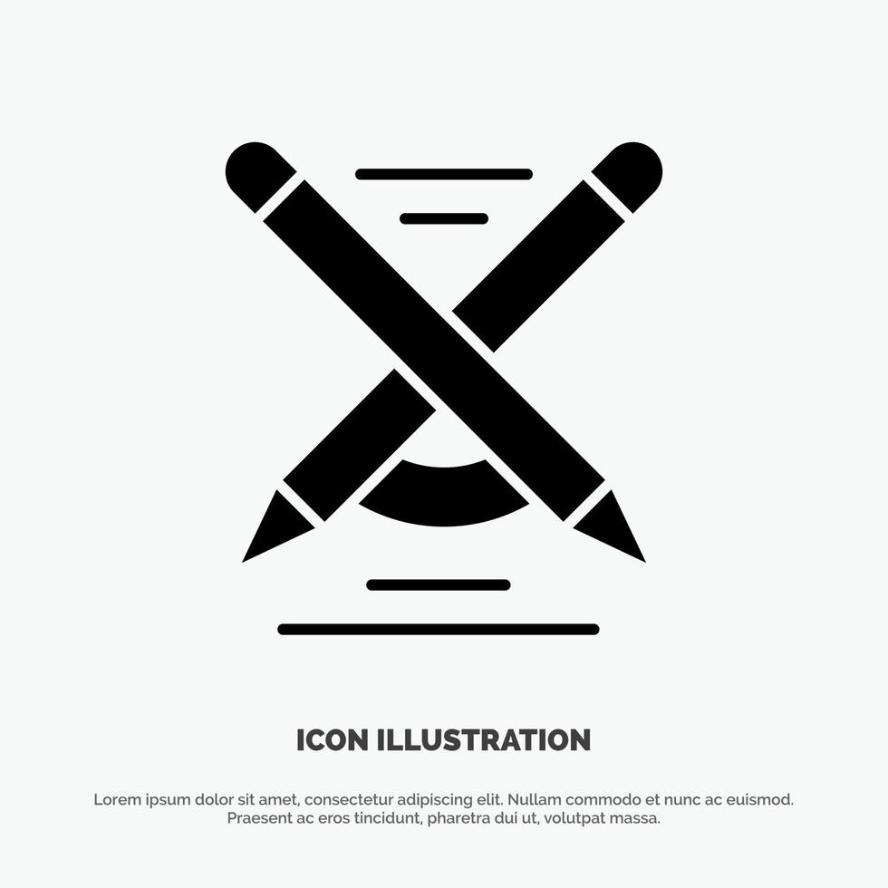 Education Pen Pencil Write solid Glyph Icon vector