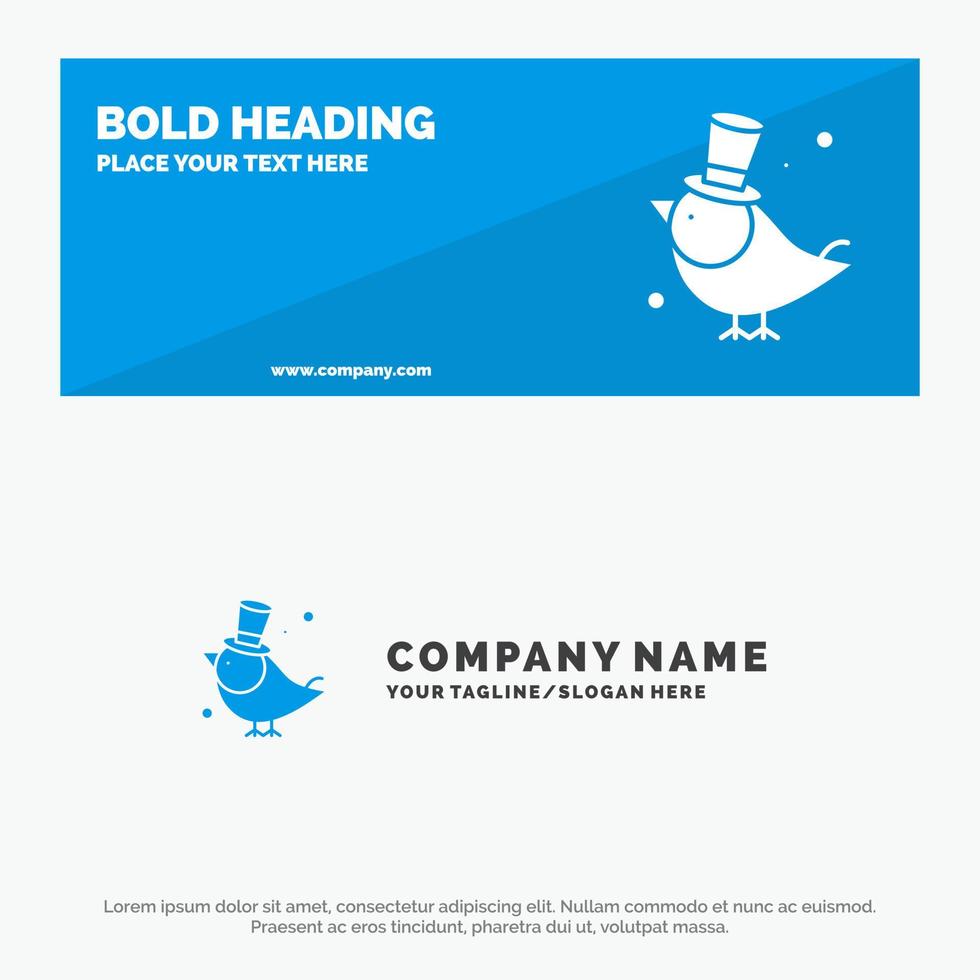 Bird Fly Pet Sparrow SOlid Icon Website Banner and Business Logo Template vector