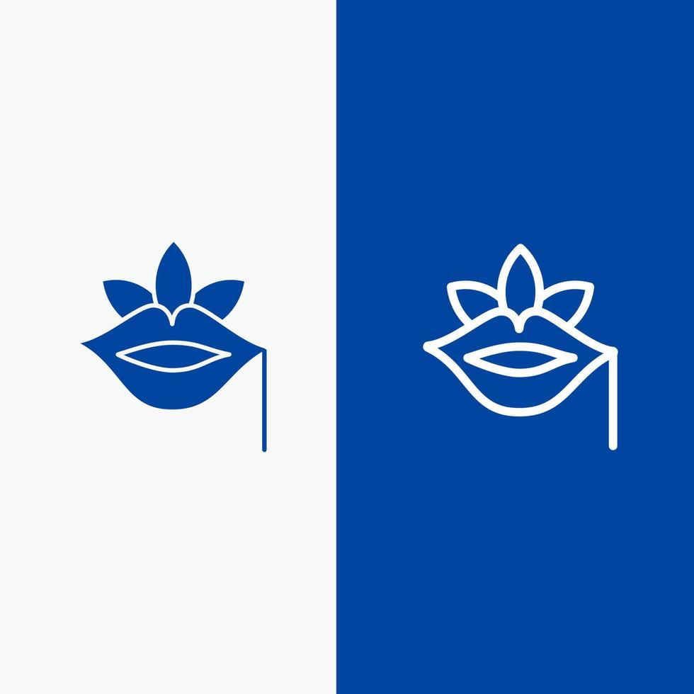 labios flor planta rosa línea de primavera y glifo icono sólido bandera azul línea y glifo icono sólido bandera azul vector