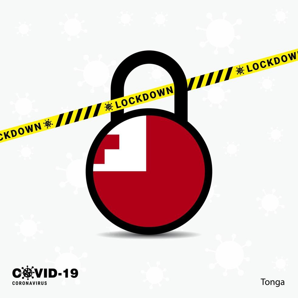Tonga Lock DOwn Lock Coronavirus pandemic awareness Template COVID19 Lock Down Design vector