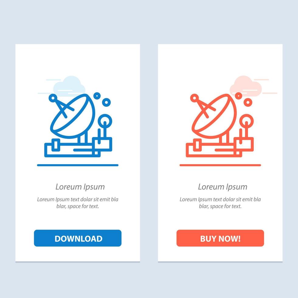 Antenna Communication Parabolic Satellite Space  Blue and Red Download and Buy Now web Widget Card Template vector