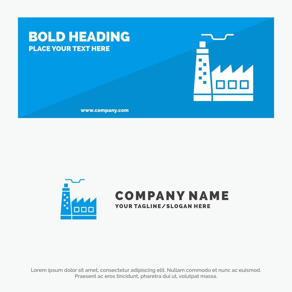 Building Factory Construction Industry SOlid Icon Website Banner and Business Logo Template vector