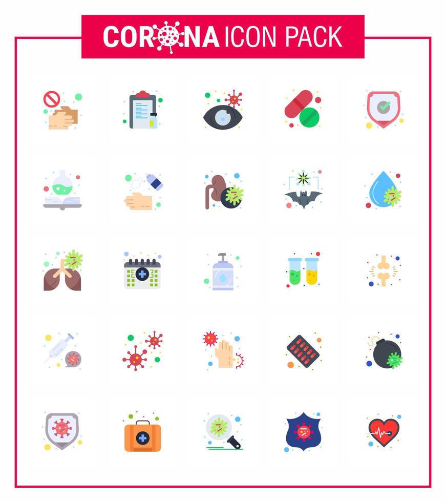 Corona virus disease 25 Flat Color icon pack suck as tablet medicine medicine virus infected search viral coronavirus 2019nov disease Vector Design Elements