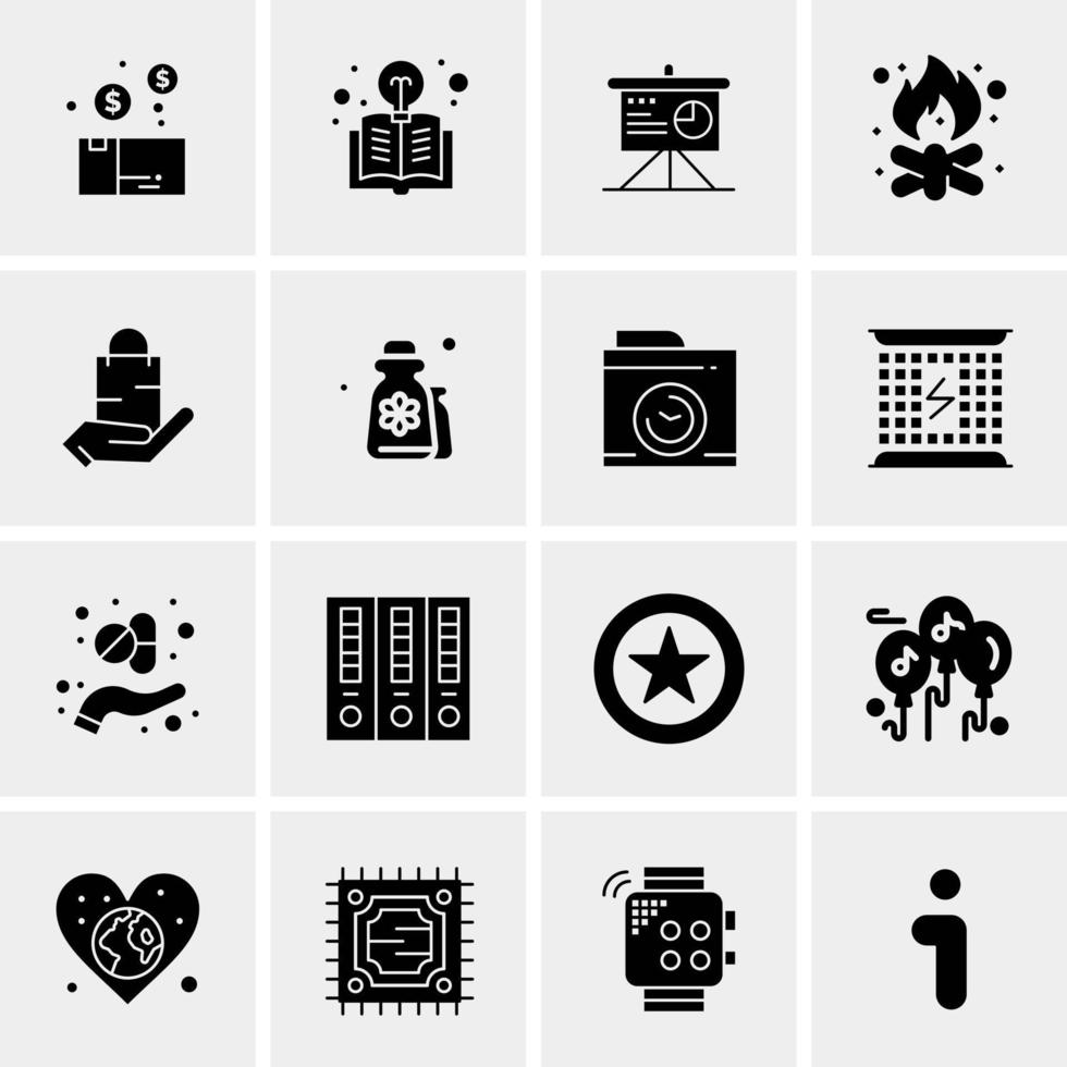 16 iconos de negocios universales vector ilustración de icono creativo para usar en proyectos relacionados con la web y dispositivos móviles