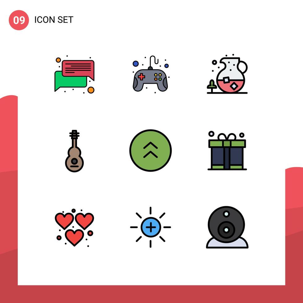 9 iconos creativos signos y símbolos modernos de flechas sonido hielo música audio elementos de diseño vectorial editables vector