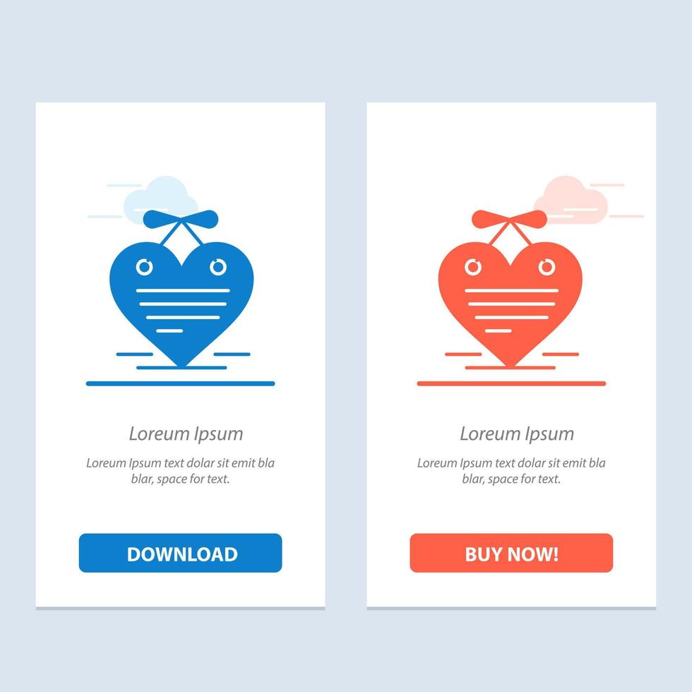 corazón colgante calendario de corazón carta de amor azul y rojo descargar y comprar ahora plantilla de tarjeta de widget web vector