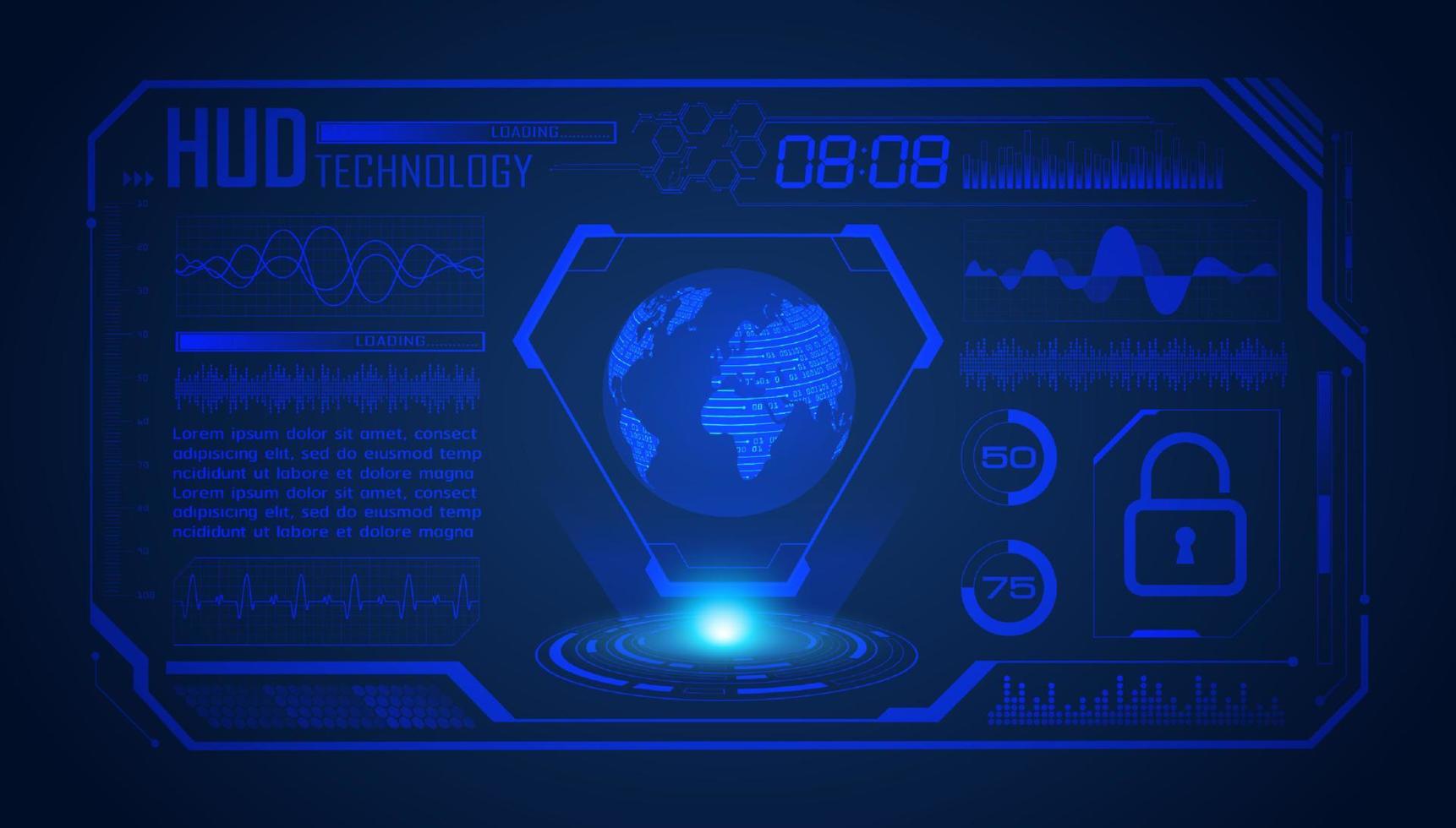 Modern HUD Technology Screen Background with blue globe vector