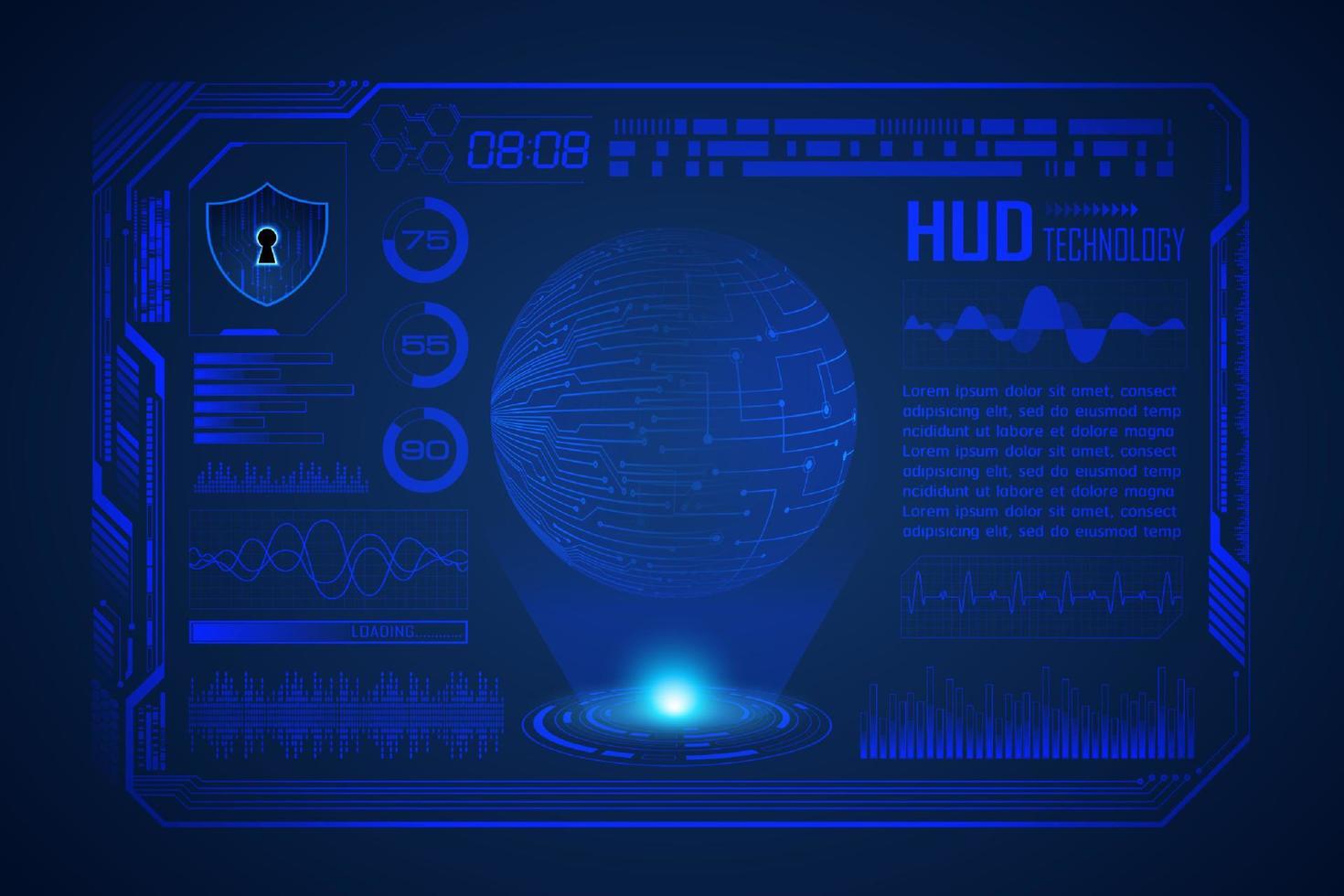 Modern HUD Technology Screen Background vector