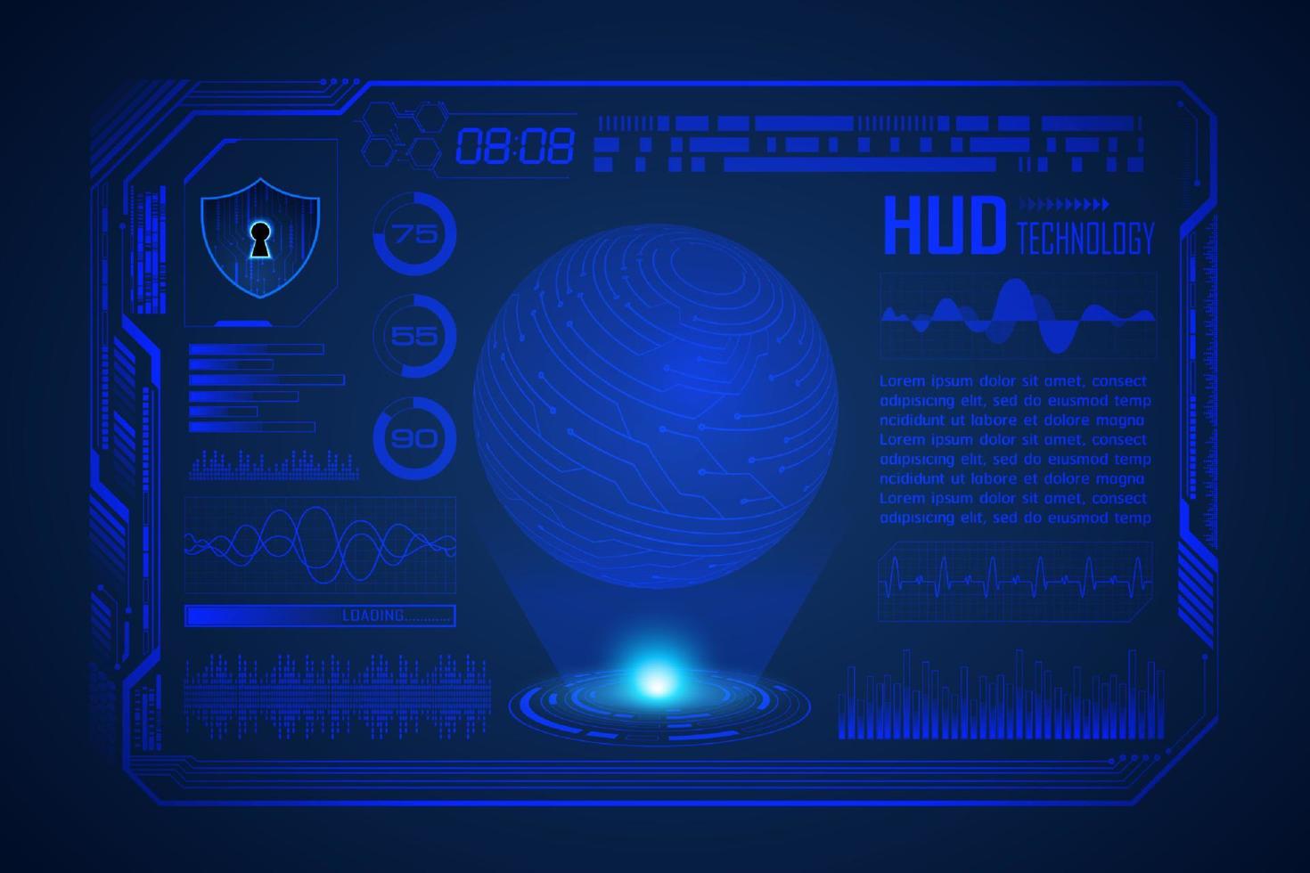 Modern HUD Technology Screen Background vector