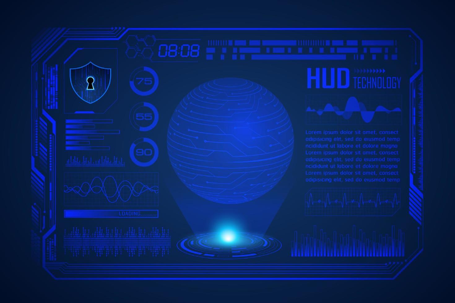 Modern HUD Technology Screen Background vector