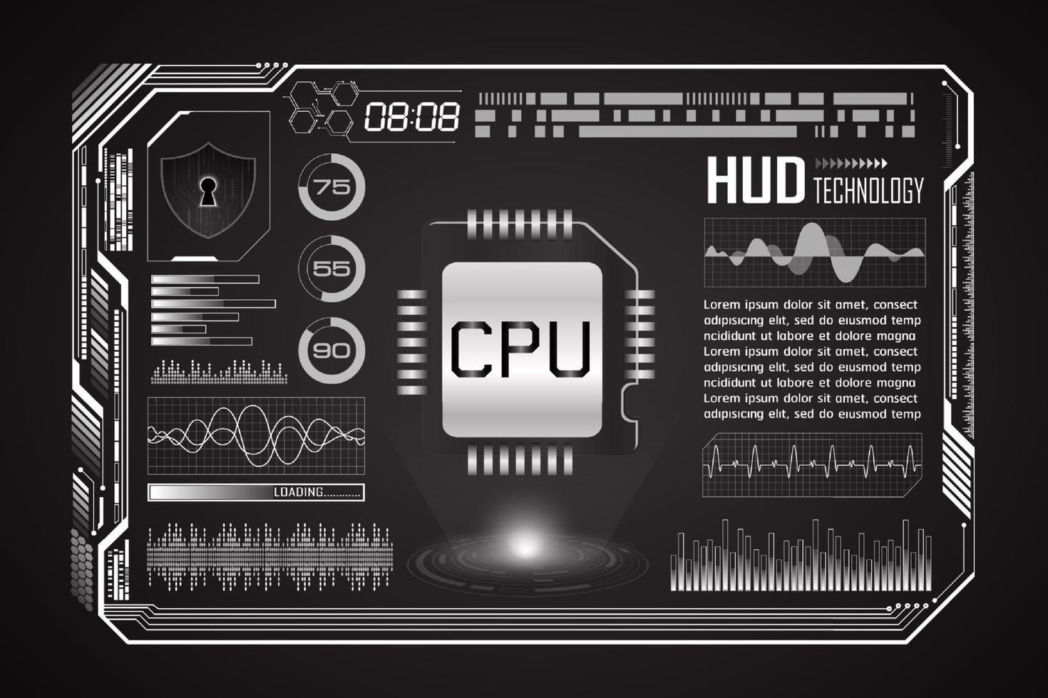 Modern HUD Technology Screen Background vector