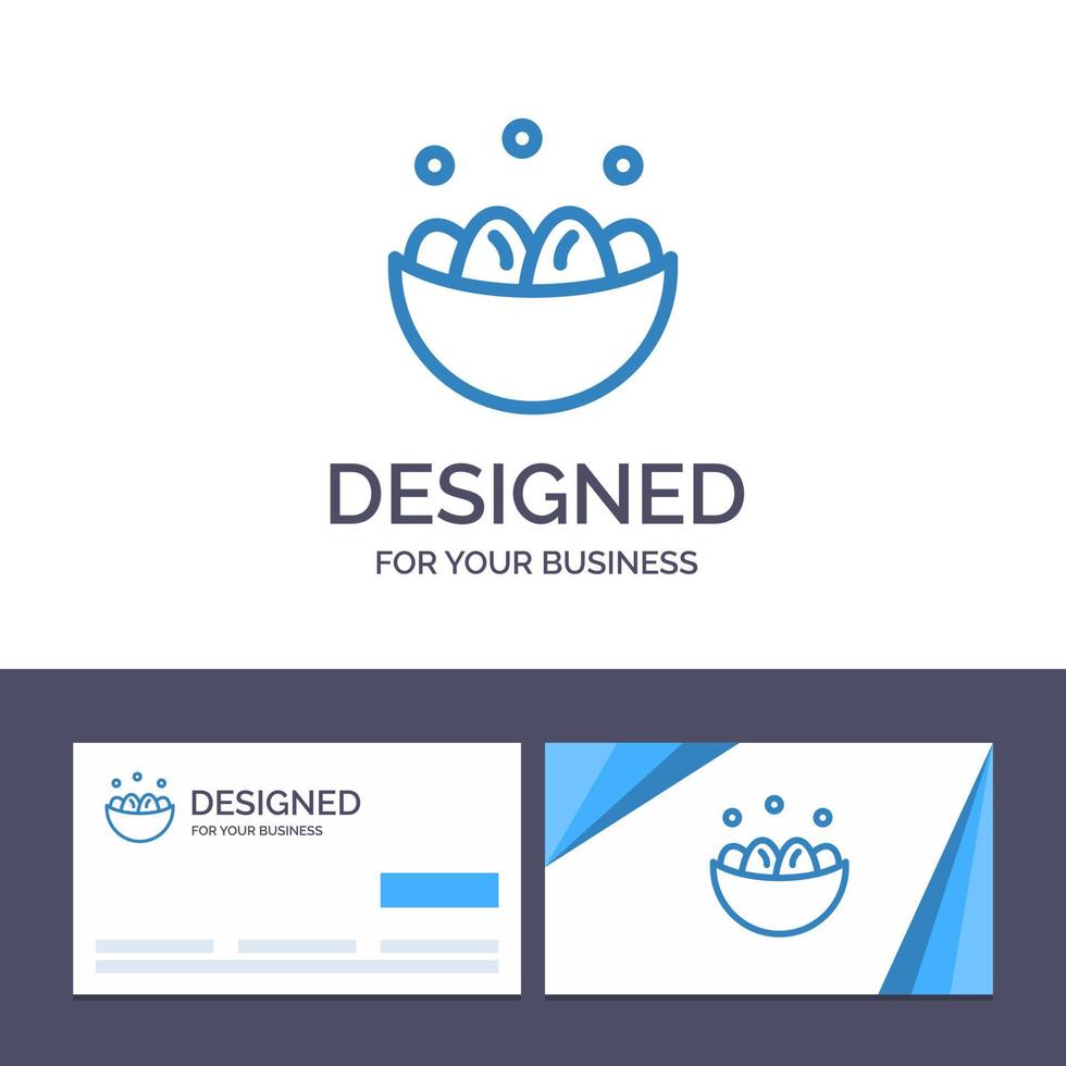Creative Business Card and Logo template Bowl Celebration Easter Egg Nest Vector Illustration