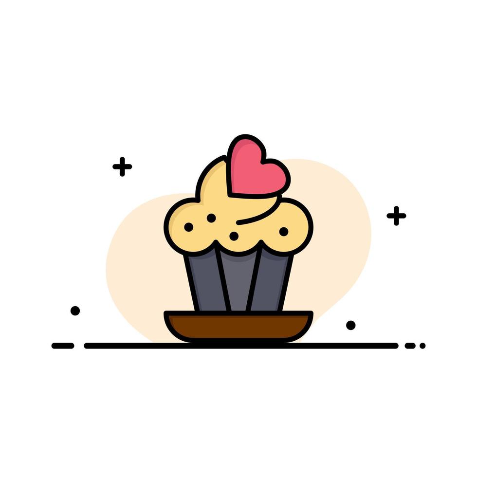 Cupcake Cake Love Business Logo Template Flat Color vector