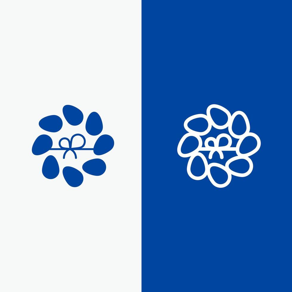 decoración flor de pascua línea de planta y glifo icono sólido bandera azul línea y glifo icono sólido bandera azul vector