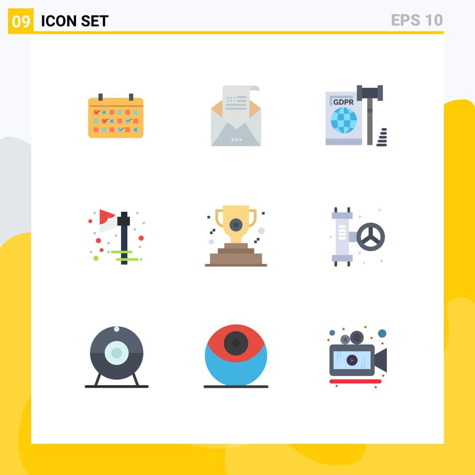 Pictogram Set of 9 Simple Flat Colors of halloween axe invitation secure gdpr Editable Vector Design Elements