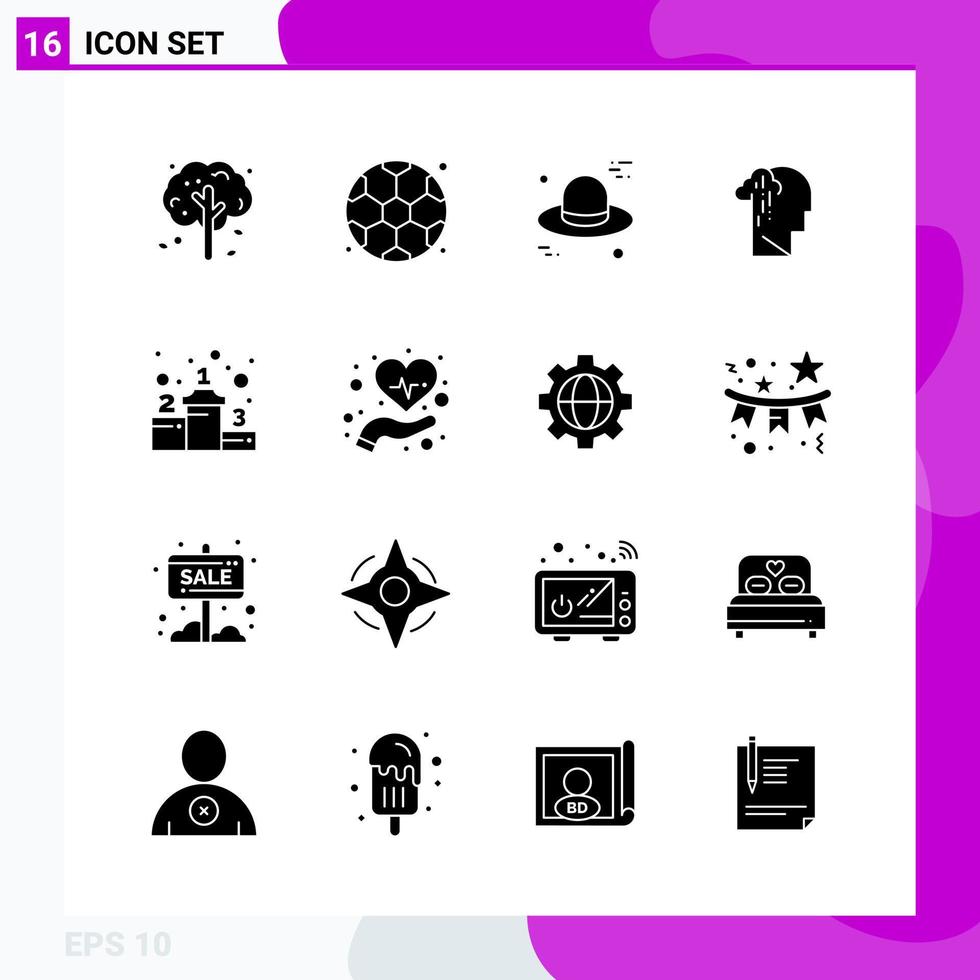 Solid Icon set Pack of 16 Glyph Icons isolated on White Background for Web Print and Mobile Creative Black Icon vector background