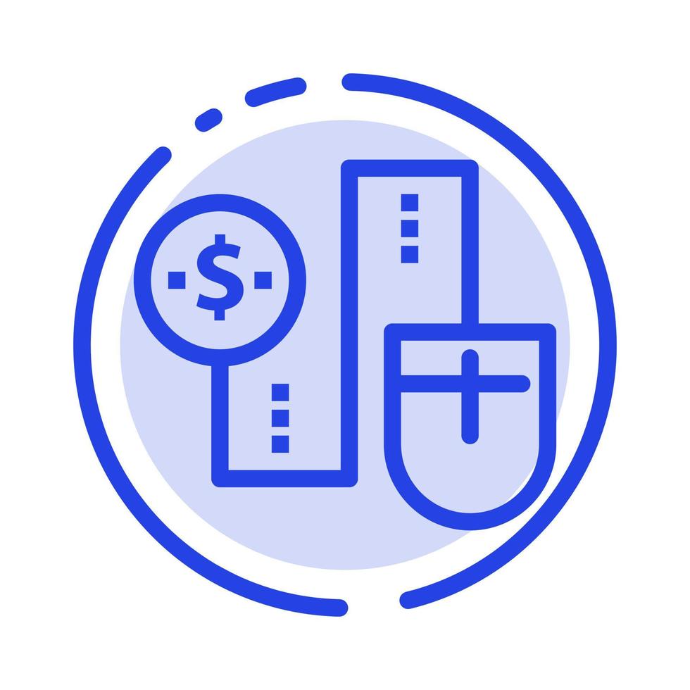 Mouse Connect Money Dollar Connection Blue Dotted Line Line Icon vector