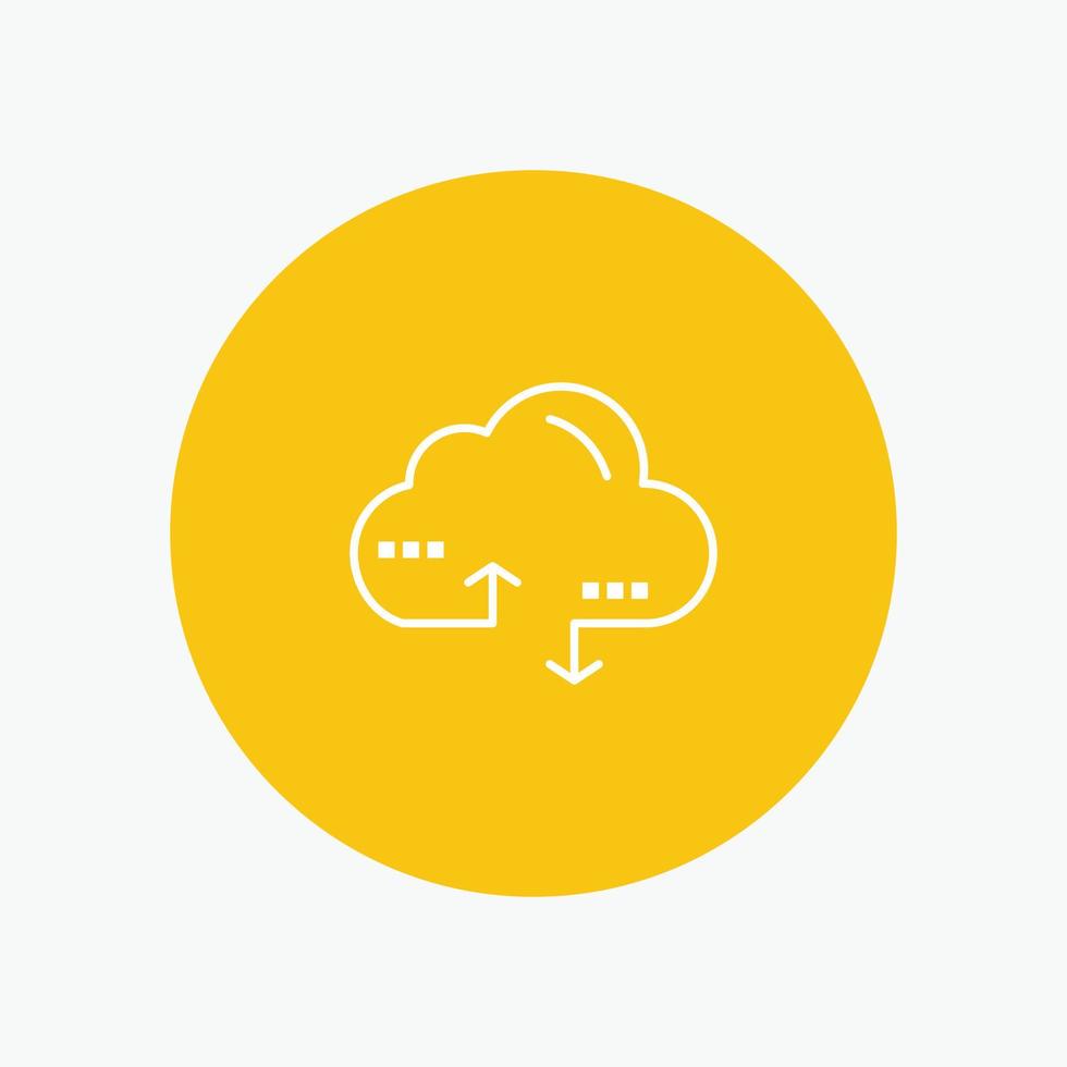 Cloud Computing Link Data white glyph icon vector