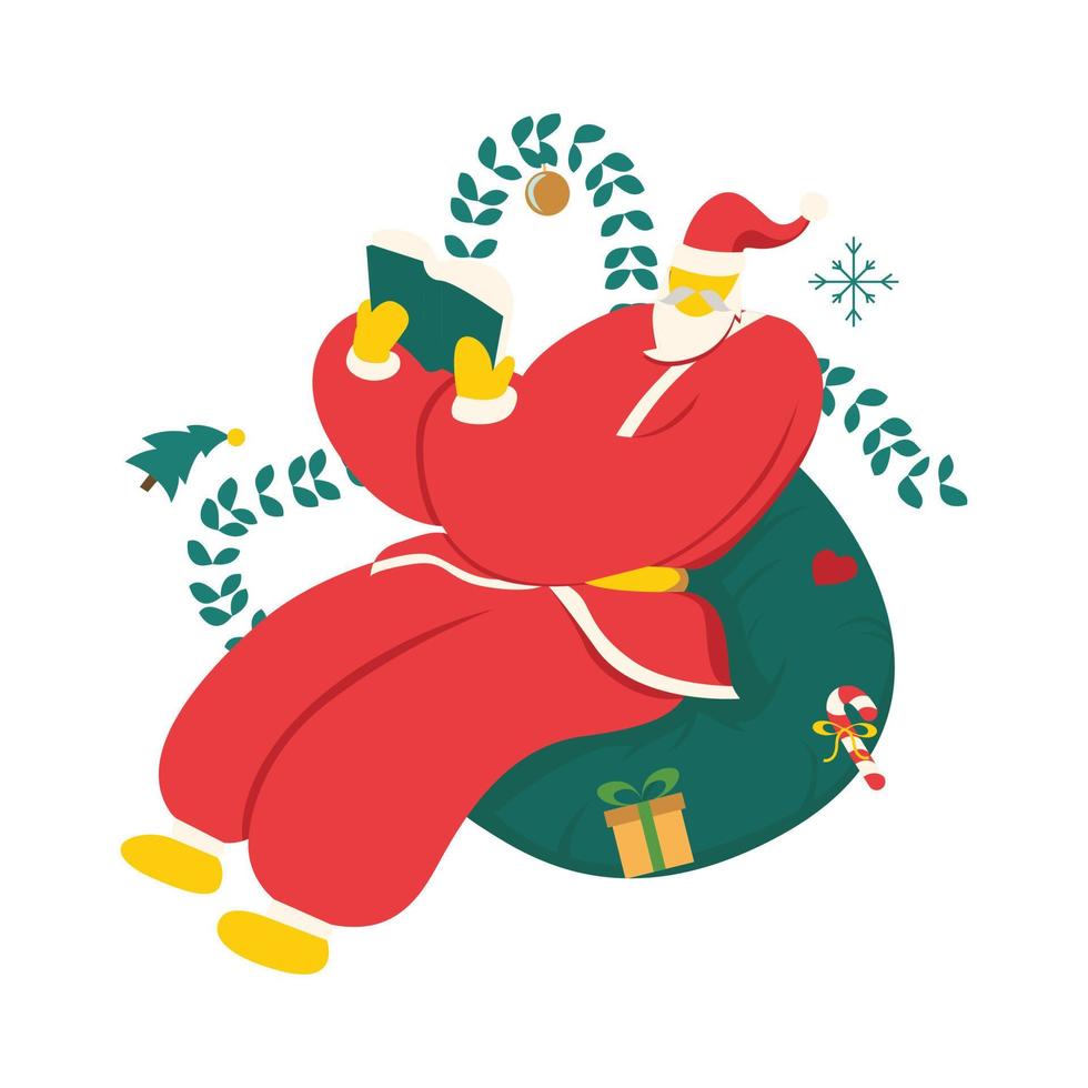 Santa reading book vector