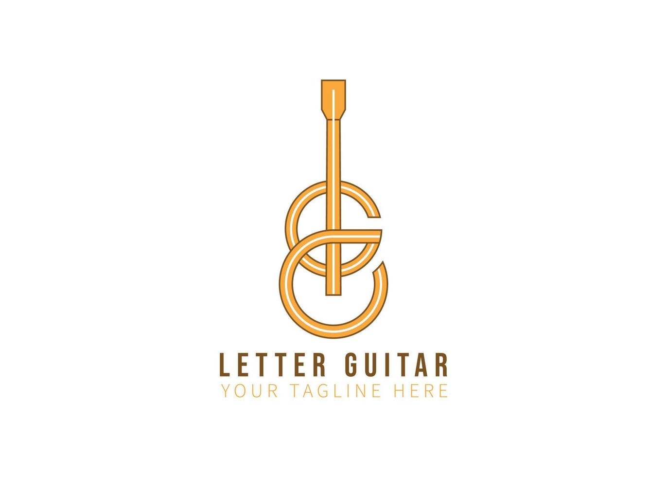 línea de logotipo de guitarra y letra g vector