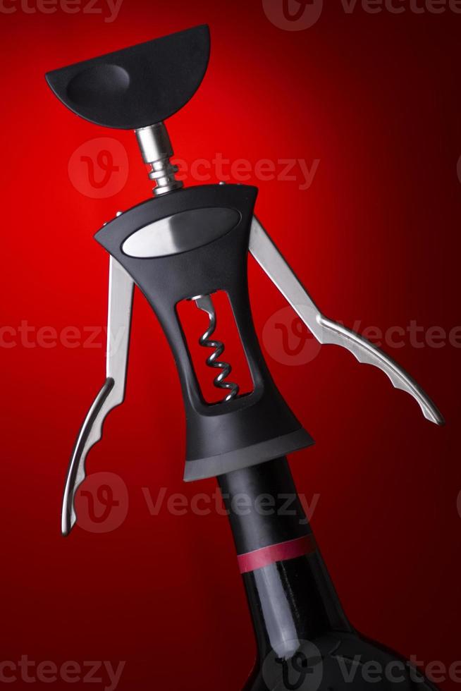 corkscrew in a wine bottle photo