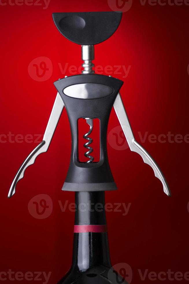 corkscrew in a wine bottle photo