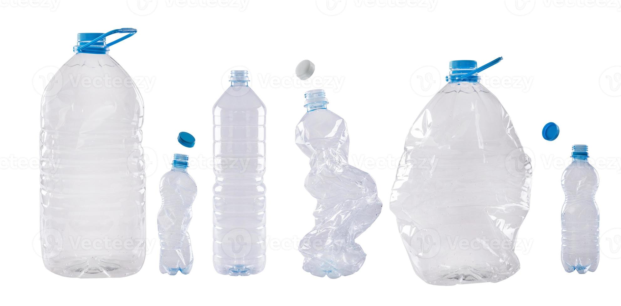 Plastic bottles isolated on white background photo