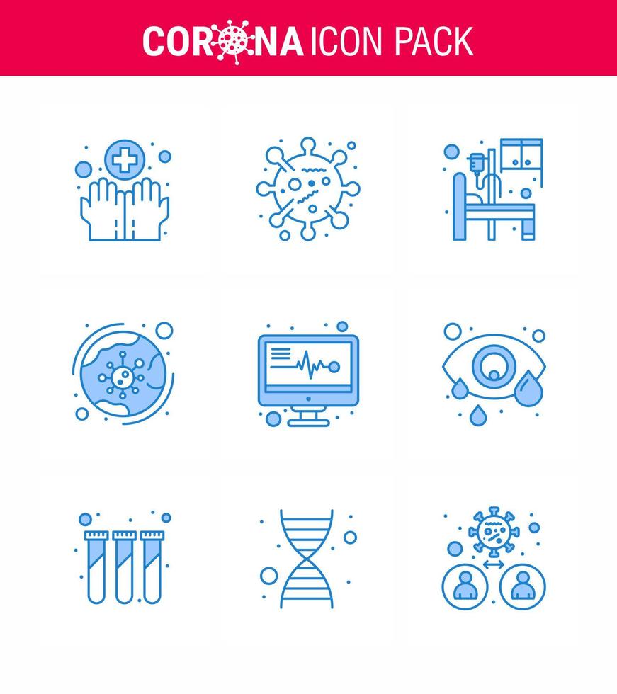 Coronavirus Awareness icon 9 Blue icons icon included medical electronics covid bed coronavirus worldwide viral coronavirus 2019nov disease Vector Design Elements