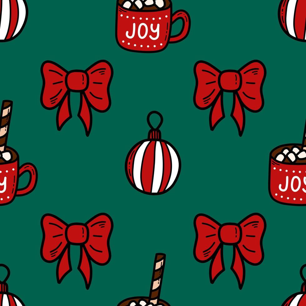 Doodle Christmas and new year vector seamless pattern