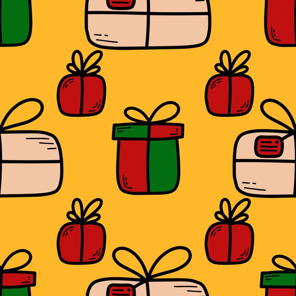 Doodle Christmas and new year vector seamless pattern