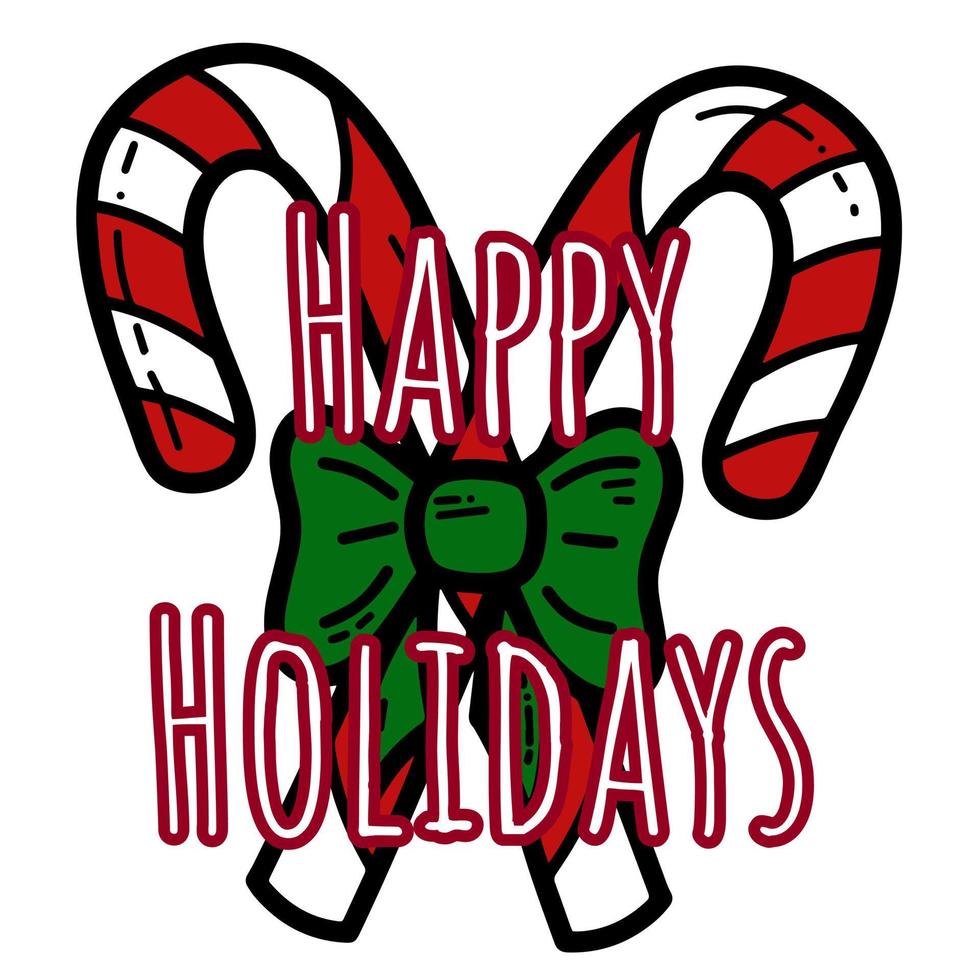 Doodle cute holiday merry christmas postcard vector illustration