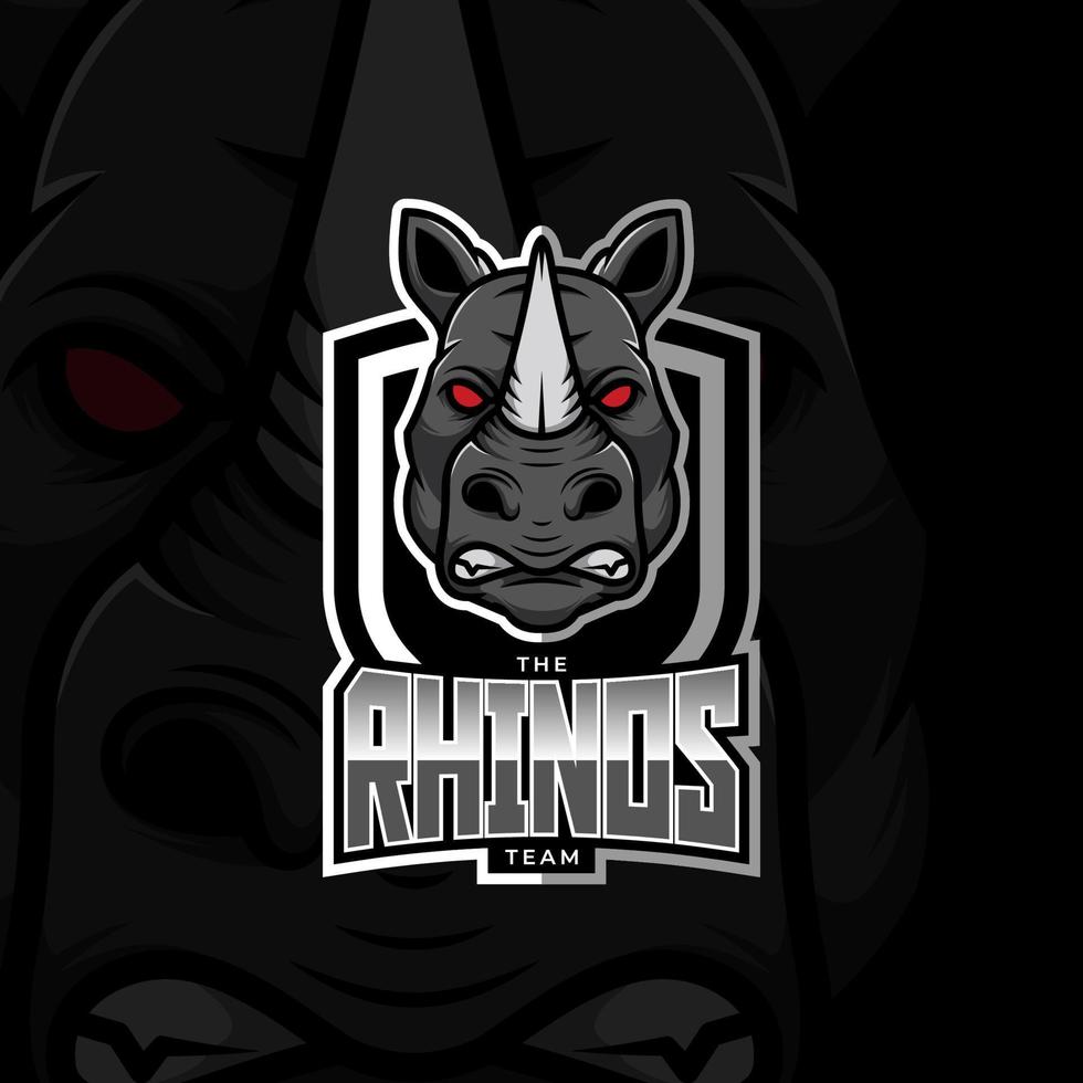 mascota del logotipo de e-sport del equipo de rinocerontes vector