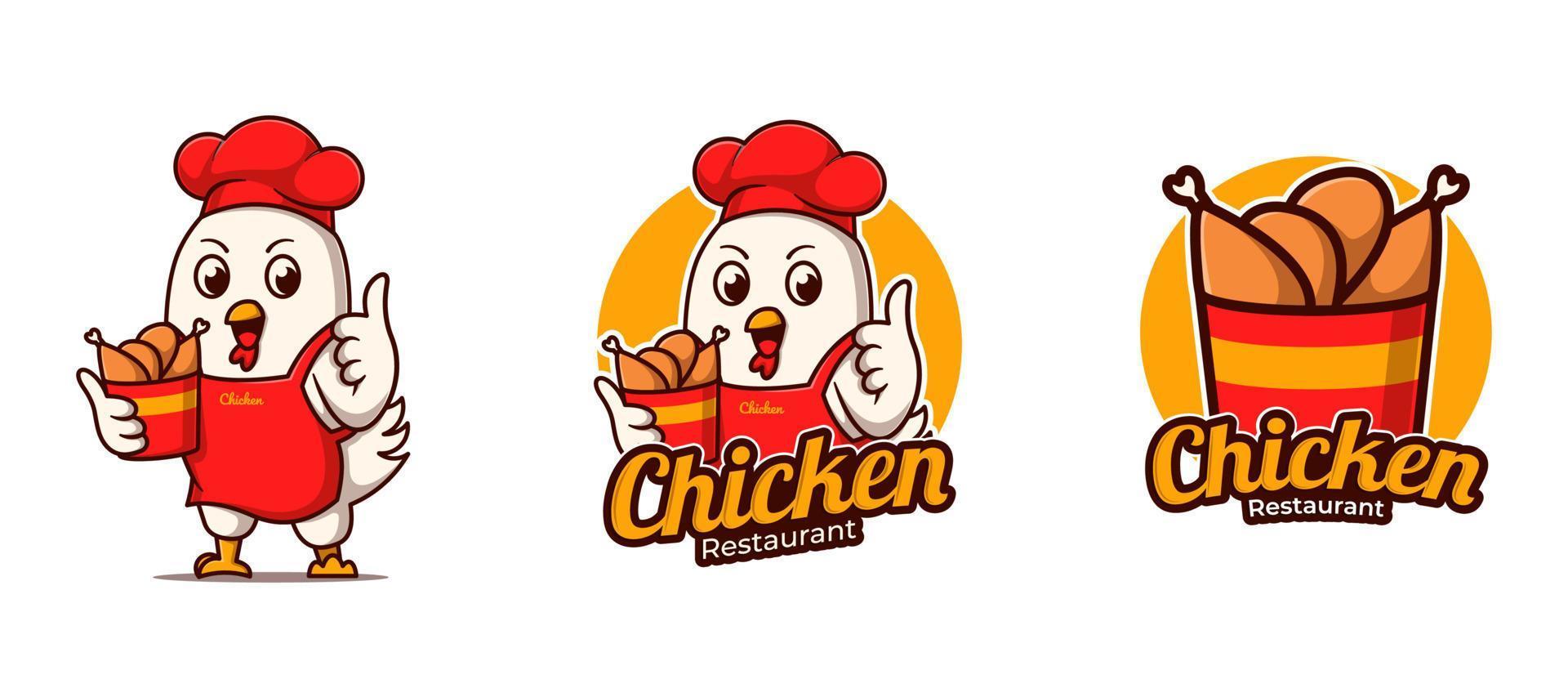 dibujos animados de logotipo de restaurante de pollo frito vector