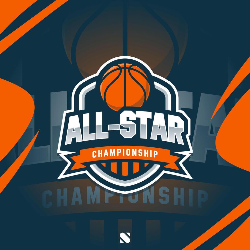 Basketball All Stars Championship Modern Logo 14408145 Vector Art at