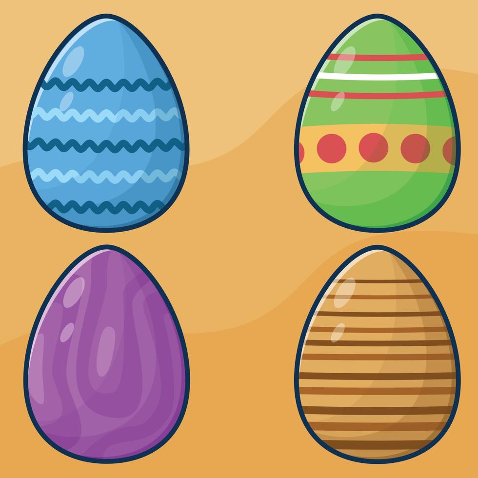 conjunto de vector de dibujos animados de huevo de Pascua