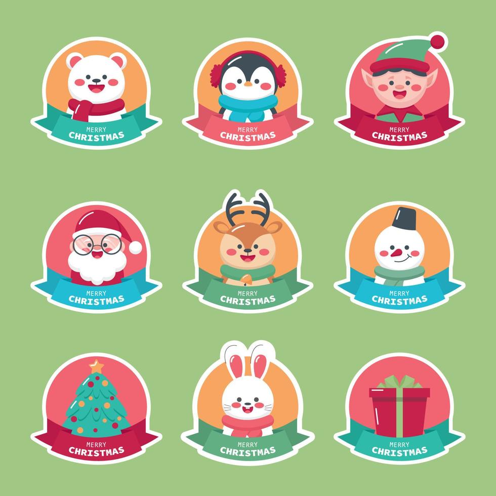 vector set of new year stickers with inscription