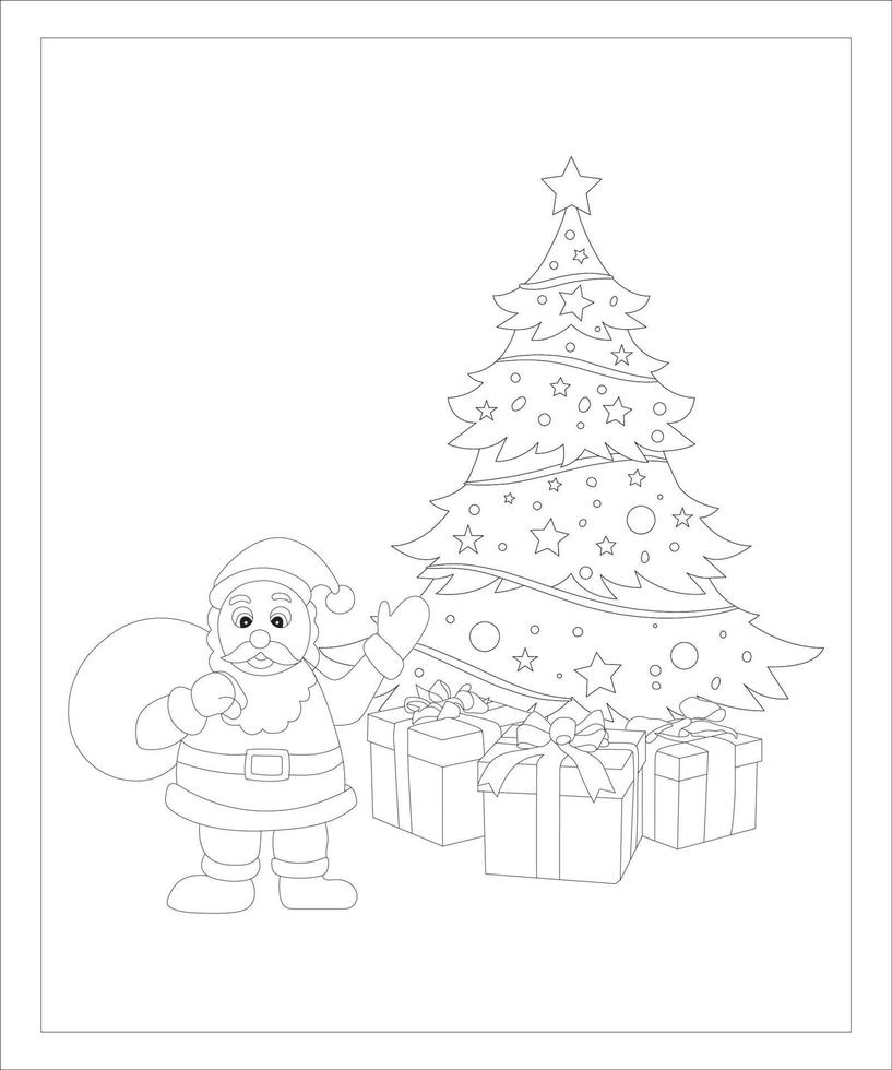 pagina para colorear de navidad vector