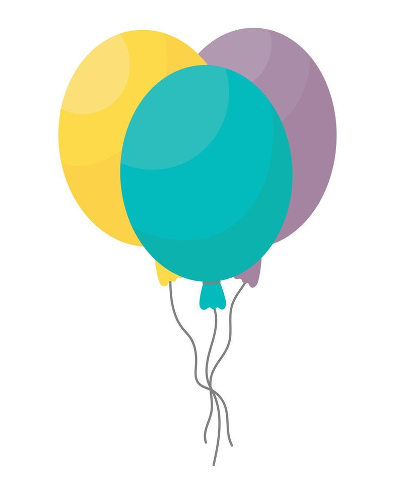 garabatear imágenes prediseñadas planas. paquete de globos. Todos los objetos están repintados. vector