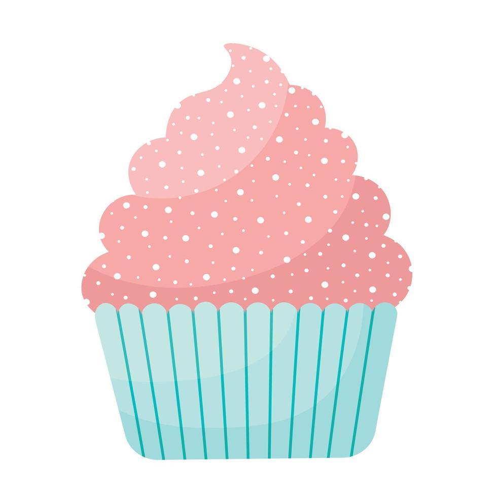 Doodle flat clipart. Cute sweet birthday cake. All objects are repainted. vector